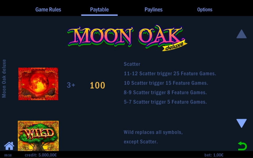 Moon Oak Deluxe Symbols